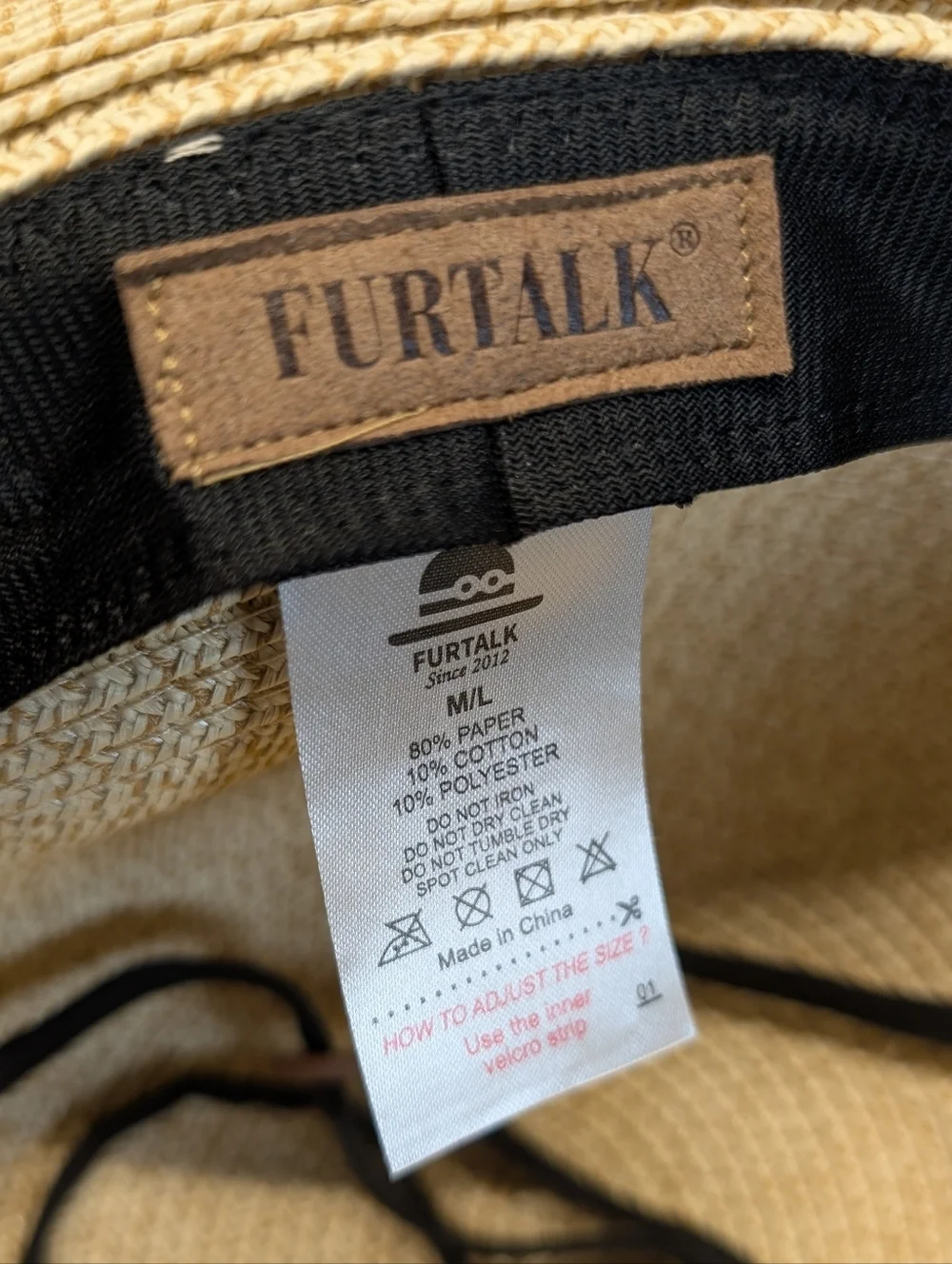 FURTALK Women's Foldable Wide Brim Straw Hat Beige M/L EUC